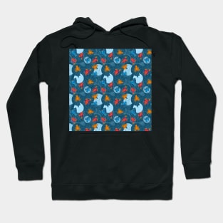 Frogs in my lily pond | Blue Teal Color palette Hoodie